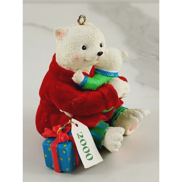 Christmas Tree Ornament AGC Teddy Bear w/ Baby 2 3/4" To My Dad Figurine 20s Vtg - Picture 10 of 16